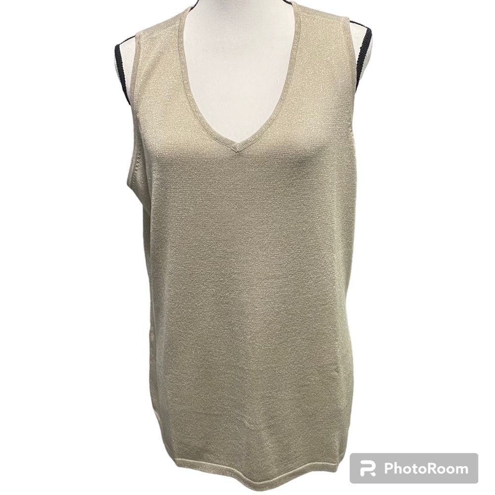 Belle by Kim Gravel Lurex Tank Gold Size Large
